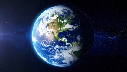 Planet Earth seen from space, one half in bright sunlight