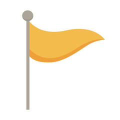Yellow flag for marking and pinning locations on maps, games and navigation systems. Vector illustration.