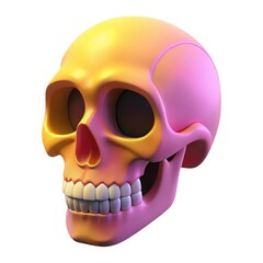 3d cartoon skull with gradient colors isolated on white background