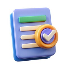 3d completed checklist with checkmark isolated on white background