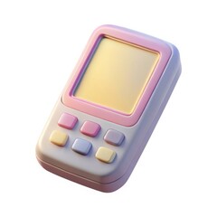 3d pastel handheld game console isolated on white background
