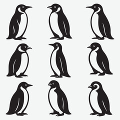 Naklejka premium Black and white penguins standing animal