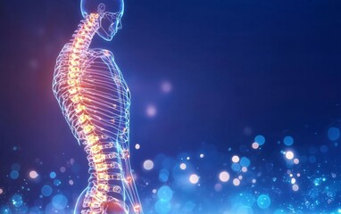 Artistic representation of spinal anatomy and well-being.