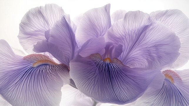 Close-up of delicate light purple iris petals