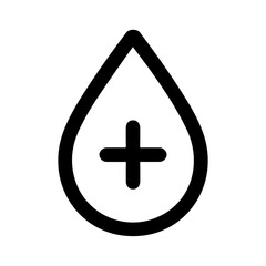 Obraz premium Minimalist Outline Blood Drop Plus Sign Medical Healthcare Icon Symbol