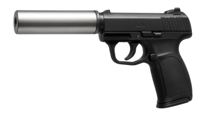 Compact air pistol with integrated suppressor for noise reduction