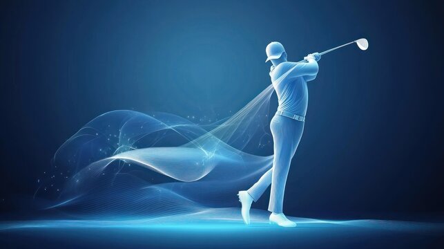 Abstract golfer silhouette, dynamic motion