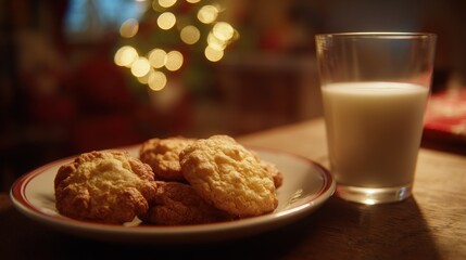 Cookies and milk on a table