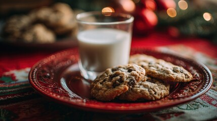 Cookies and milk on a festive table