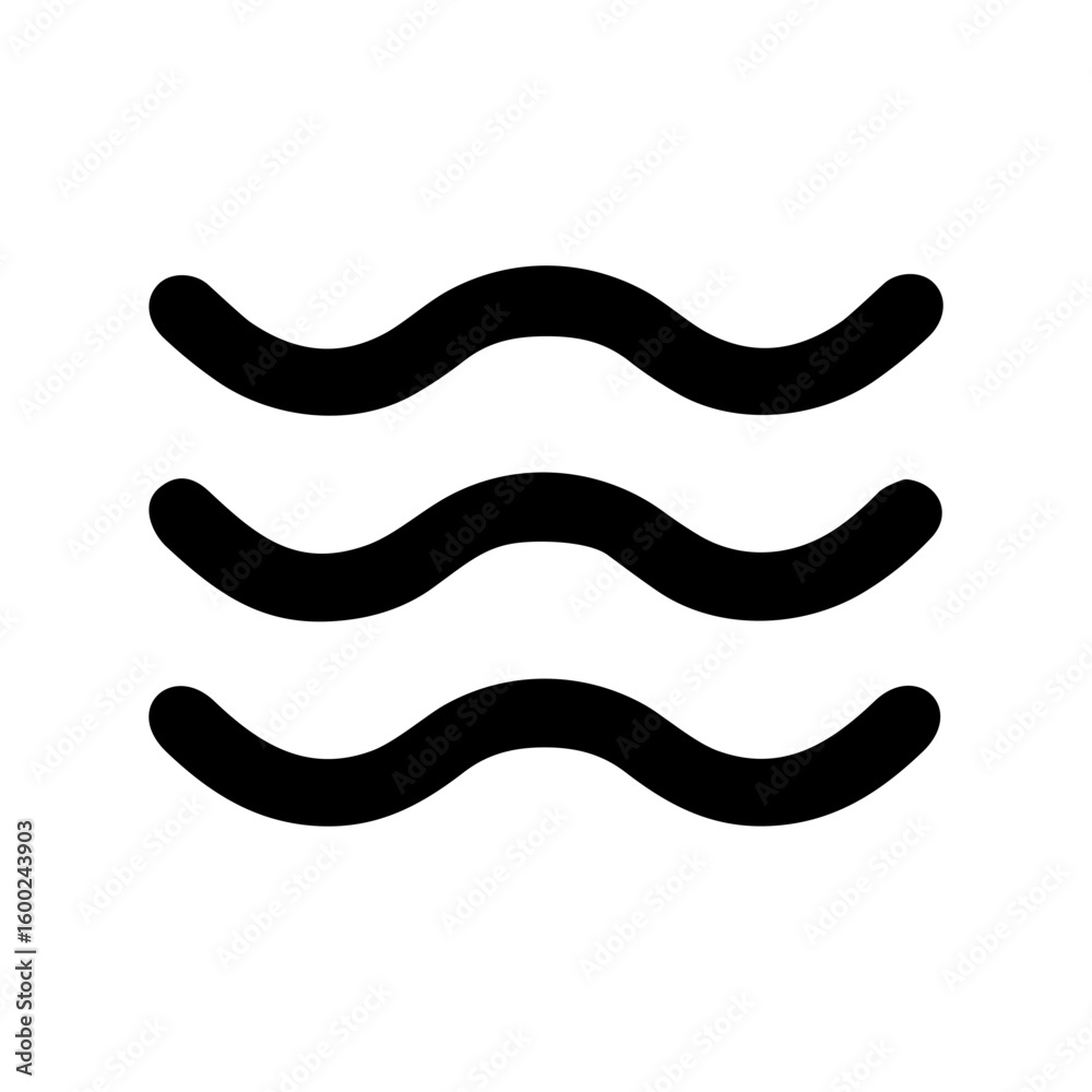 Poster simple outline three lines wave shape icon element