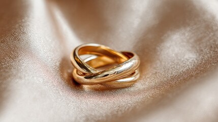 Gold rings on blush silk