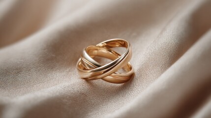 Elegant gold rings on draped fabric