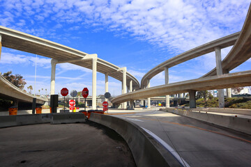 Los Angeles, California: detail view of Harbor Freeway Interstate I-110 and I-105 – LA Interchange