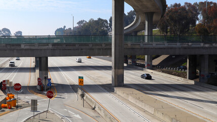 Los Angeles, California: detail view of Harbor Freeway Interstate I-110 and I-105 – LA Interchange