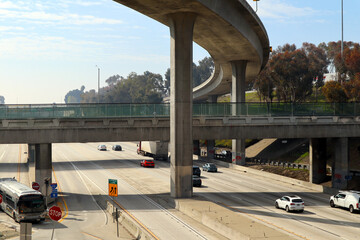 Los Angeles, California: detail view of Harbor Freeway Interstate I-110 and I-105 – LA Interchange