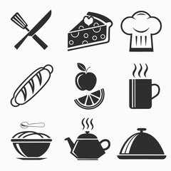 Culinary Icon Pack – Cherry Pie, Chef Hat, Teapot, Coffee Mug & Kitchen Tools