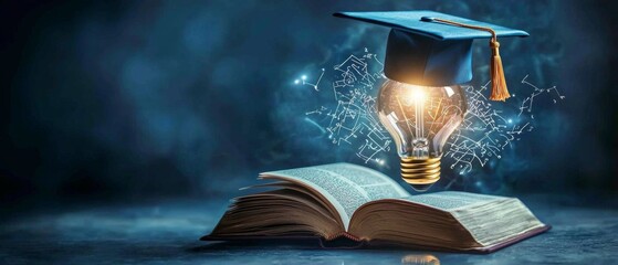Open book with mathematical formulas represents academic success and knowledge.