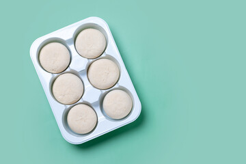 Japanese Cheesecake ice cream mochi on green background