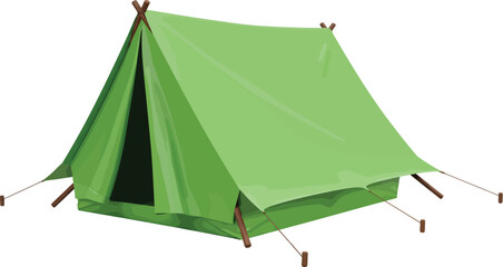 Vector Illustration of a Green Camping Tent  