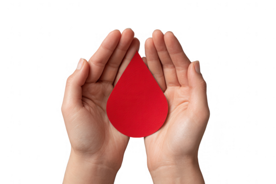 Hands holding a red blood drop (1)