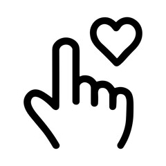 Obraz premium Outline Simple Hand Touching Heart Symbol Gesture Sign Icon