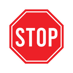 Stop Sign Icon – Octagonal Red  Road Traffic Warning Symbol