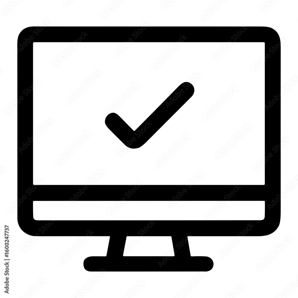 Poster simple outline computer screen check mark symbol icon element