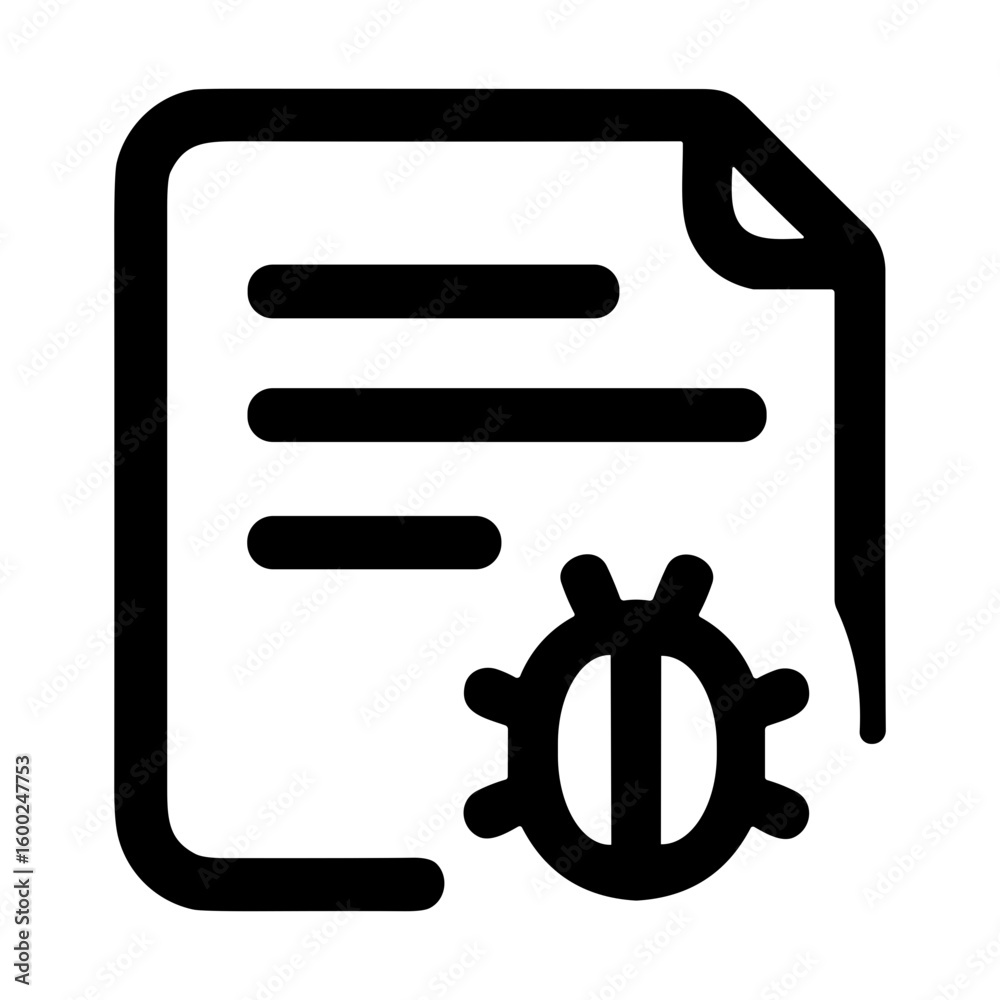 Poster outline style detailed bug on document file format icon