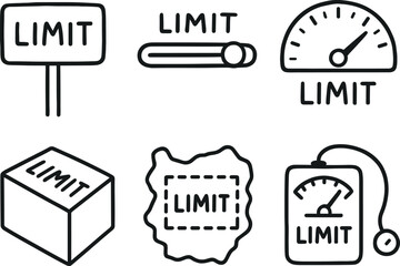 hand drawn cute out doodle style isolated limit boundary limit threshold marker limit gauge dial limit constraint model limit safe zone map limit stress tester