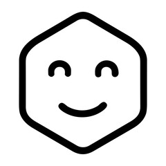 Simple Outline Smiley Face in Hexagon Shape Icon for Chat Application