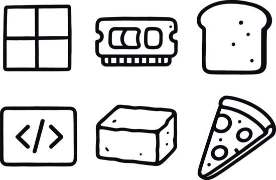hand drawn cute out doodle style isolated chunk data block chunk memory segment chunk bread slice chunk code chunk chunk stone slab chunk pizza slice