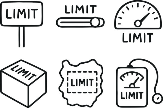 hand drawn cute out doodle style isolated limit boundary limit threshold marker limit gauge dial limit constraint model limit safe zone map limit stress tester