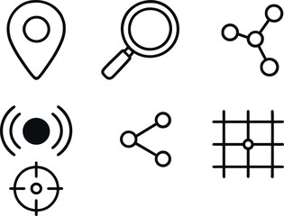 hand drawn cute out doodle style isolated point datum marker point coordinate pin point focus lens point trigger sensor point intersection node point reference