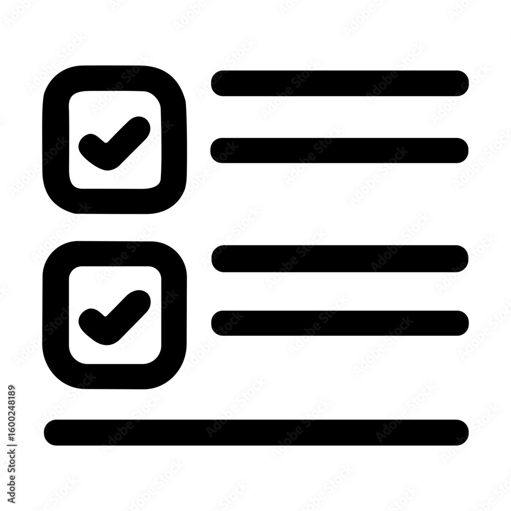 Poster simple outline checklist with checked boxes and list lines icon