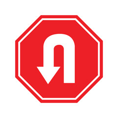 U-Turn Road Sign – Reversal Turn Symbol for Traffic Direction Change
