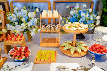 Rich, exquisite, delicious desserts on the table, buffet, event, celebration, Christmas