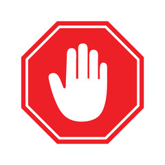 Hand Symbol Sign – Road Warning Stop Icon for Pedestrian or Entry Halt