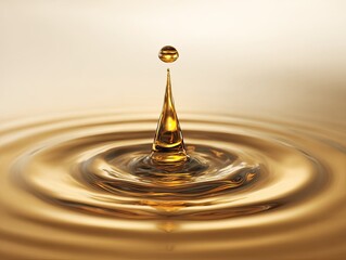 Golden liquid droplet impacting a surface