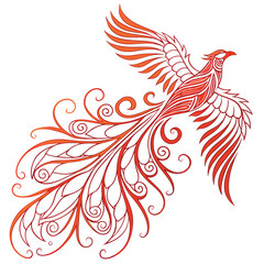 Obraz premium Rooster with fiery feathers in tribal vector art design