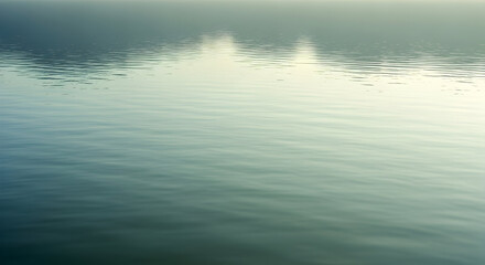 Fototapeta premium Calm water surface reflecting sky with soft ripples and subtle color gradients in a serene setting
