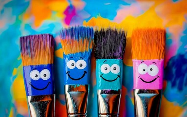 Playful Paintbrushes Featuring Cheerful Faces