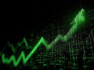 Green digital chart on a dark background