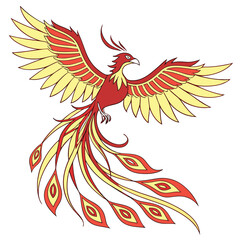 Obraz premium Rooster with fiery feathers in tribal vector art design