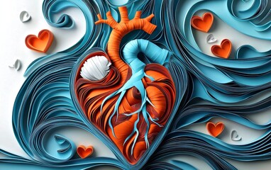 Stunning paper art intricately designed to promote cardiovascular health awareness.