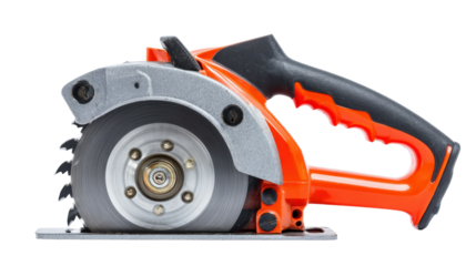 Compact electric saw with blade guard and handle background isolated on a Transparent background, PNG file.