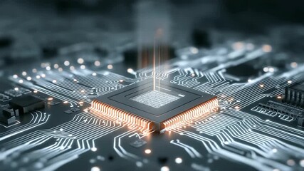 _Quantum Processor Chip Insertion into Terminal with Glowing Circuitry - Powered by Adobe