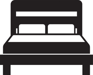 Modern Bed Silhouette in Black | Bedroom Furniture Icon Illustration Vector Format