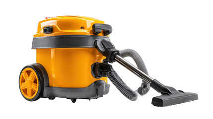 Fototapeta premium Compact industrial vacuum cleaner angled to show handle and controls background isolated on a Transparent background, PNG file.
