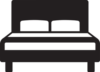 Modern Bed Silhouette in Black | Bedroom Furniture Icon Illustration Vector Format