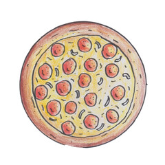 HANDMADE ILLUSTRATION OF PIZZA FOOD